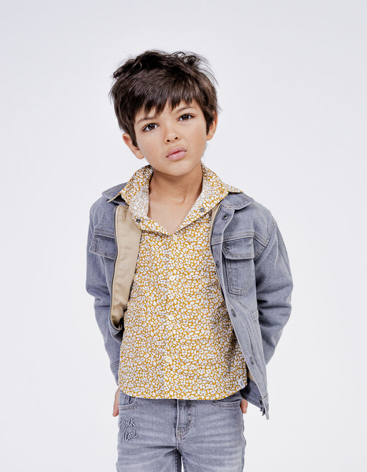 Chaqueta reversible vaquera gris y nailon beige niño-6