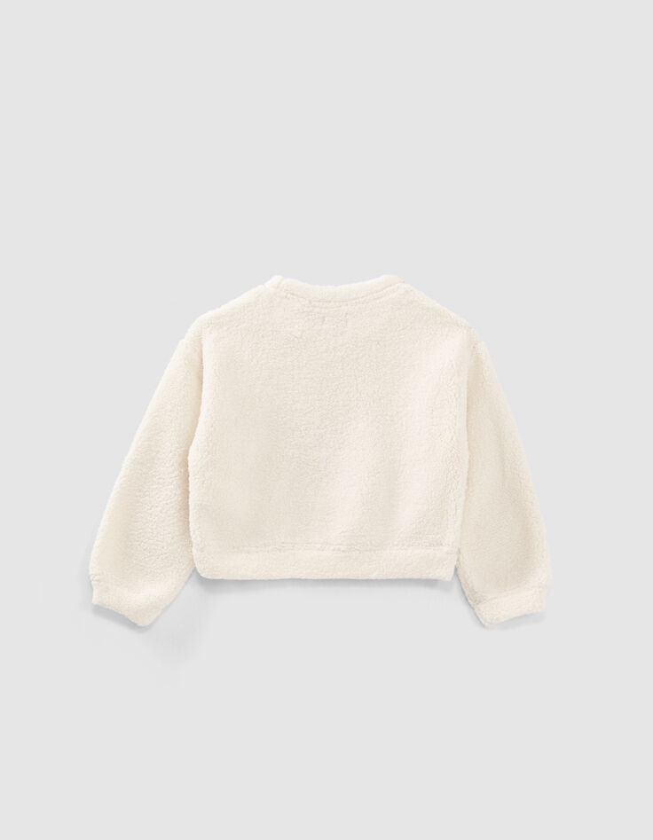 Weißes Mädchensweatshirt mit Kuschelfinish-3