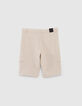 Boys’ ecru RELAXED Bermuda shorts with cargo pockets-4