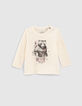 T-shirt écru coton bio ours-chevalier bébé garçon-1