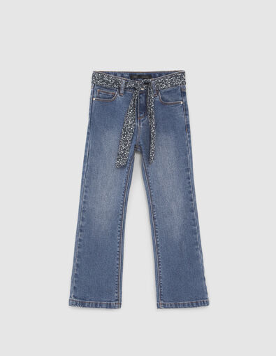 Blauwe FLARE jeans Waterless met sjaal-ceintuur meisjes - IKKS