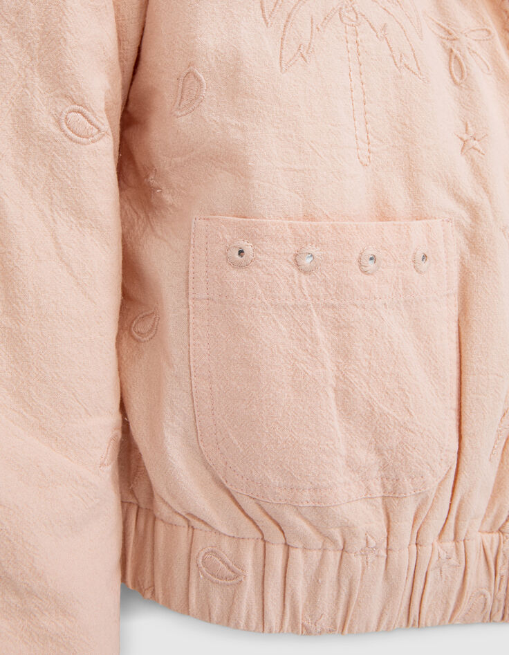 Girls’ powder pink jacket with Boho embroidery-7