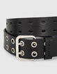 Ceinture noire en cuir perforé Homme-2