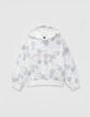 Girls’ white hoodie with silver all-over SMILEYWORLD print-3