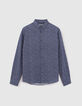 Men's minimalist printed navy SLIM shirt-6