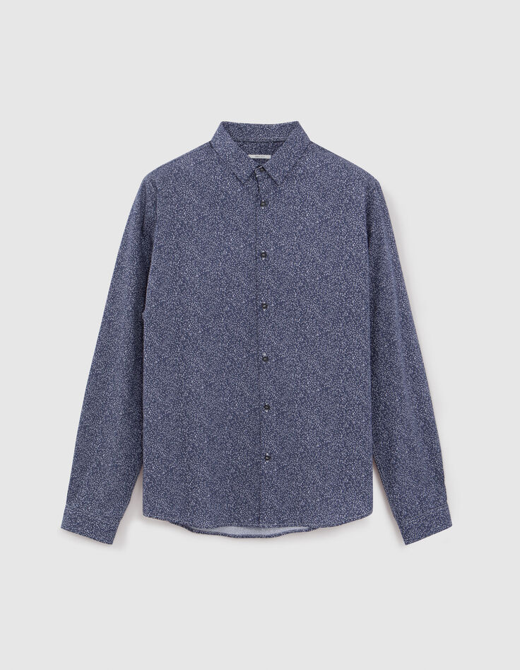 Men's minimalist printed navy SLIM shirt-6