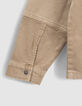 Veste en jean beige capuche amovible-4