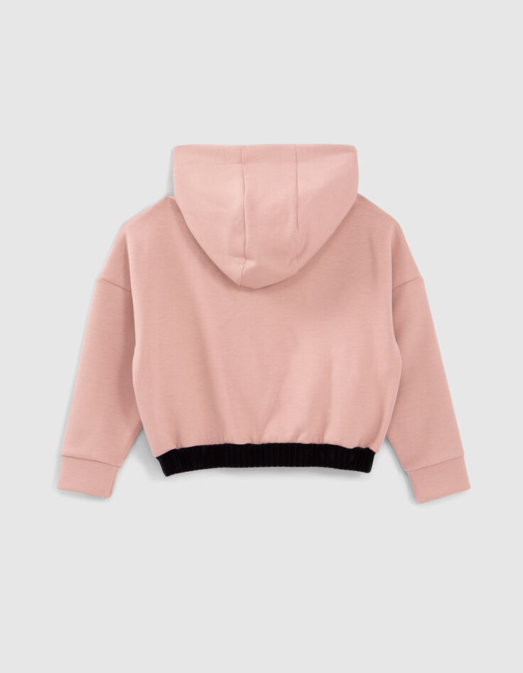 Rosa Crop-Mädchensweatjacke mit Prägung-3