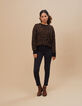 I.Code black leopard jacquard motif knit sweater-5