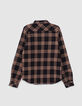 Boys’ black, camel, ecru check shirt-3