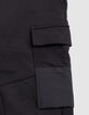 Black bi-material battle pocket jogging suit for boys-7