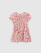 Roze jurk kasjmier bloemenprint EcoVero™ babymeisjes-1