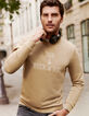 Men's beige slogan sweatshirt-1