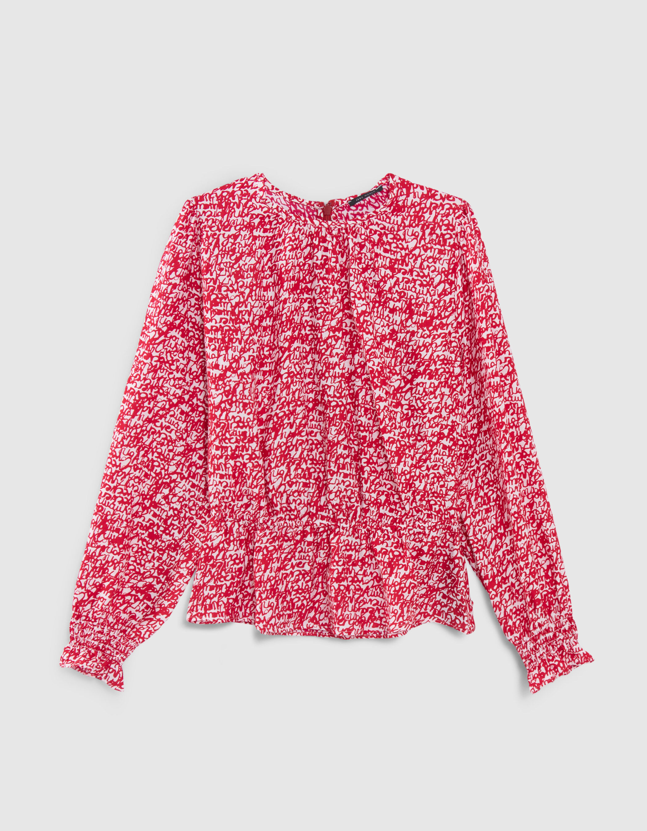 Women's red tag print blouse
