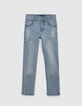 Blauwe SLIM jongensjeans met slijtage-3