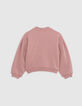 Pink sweatshirt with tone-on-tone embroidery for girls-5