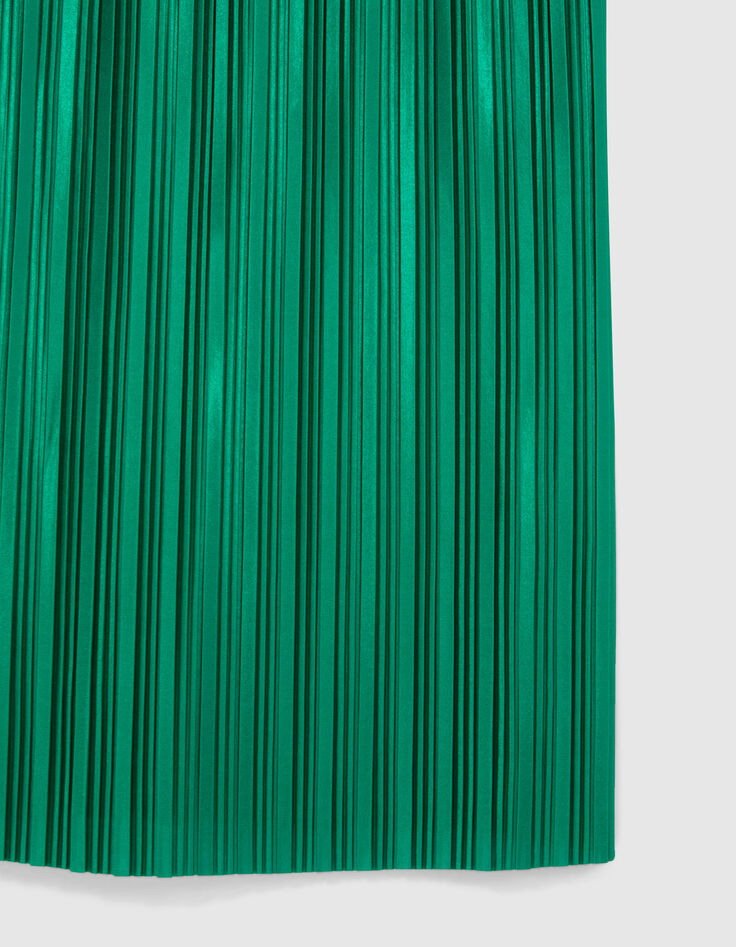 Robe longue verte plissée fille-6