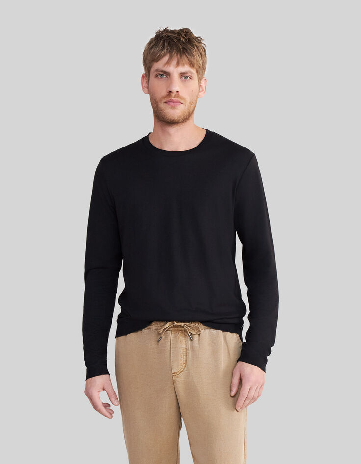 T-shirt noir en coton modal Homme-1