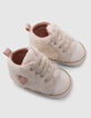 Ecru sherpa sneakers with baby girl heart-7