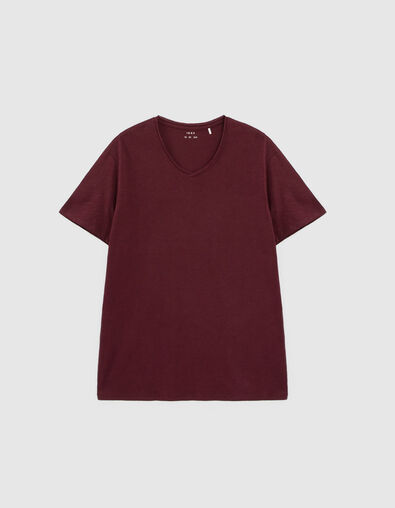 Burgundy Herren-T-Shirt L‘Essentiel mit V-Ausschnitt - IKKS