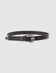 Girl's black belt with metal buckle and engraving-4