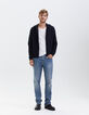 Men’s navy textured hooded cardigan-7