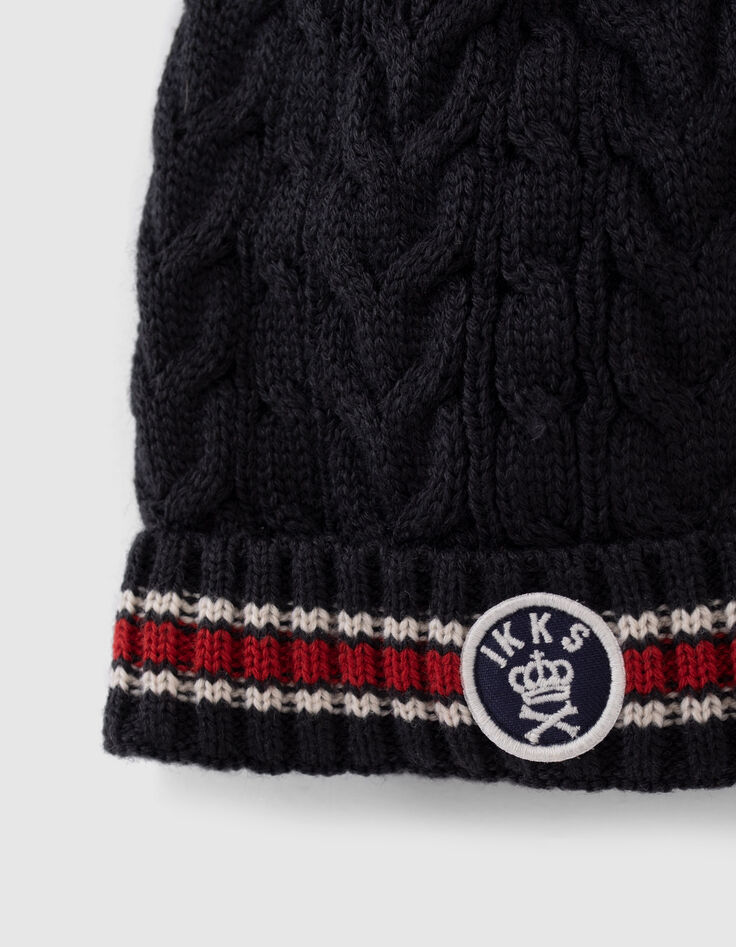 Boys’ dark navy striped knit beanie-2