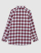 Girl's burgundy plaid shirt-4