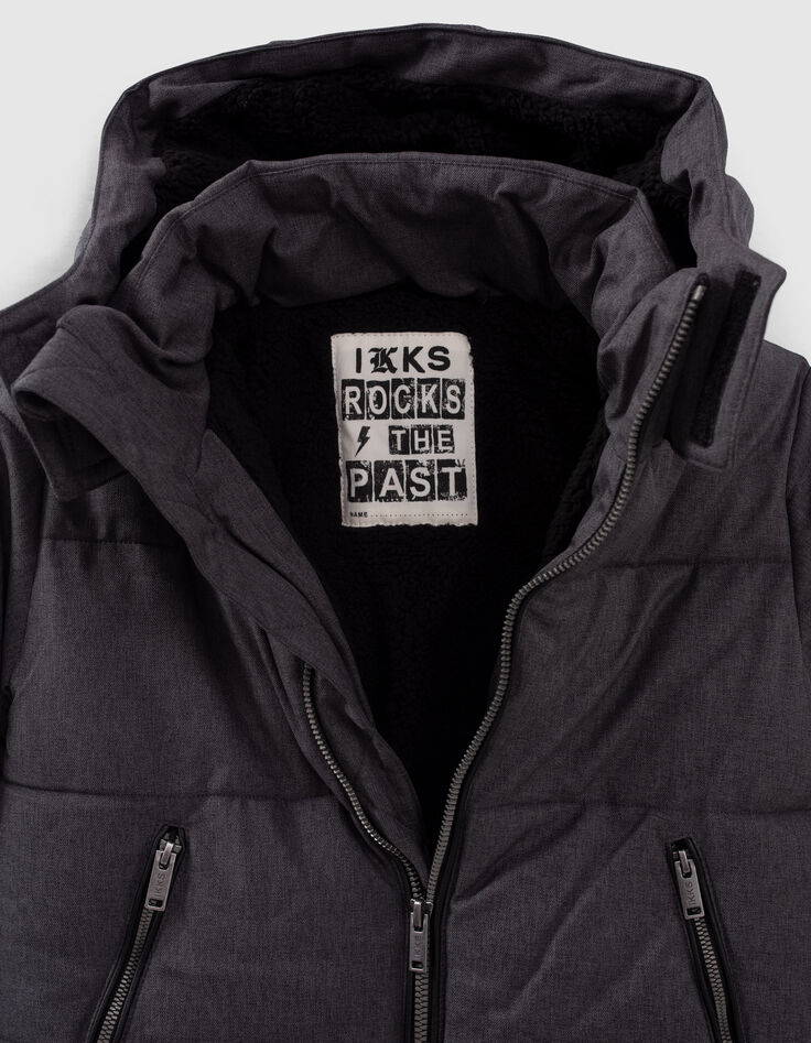 Boys’ grey marl padded jacket with zipped pockets-5