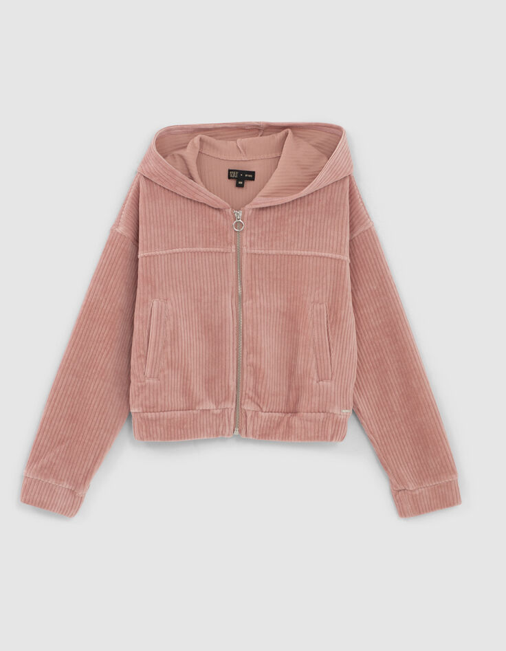 Girls' powder pink corduroy cardigan-1