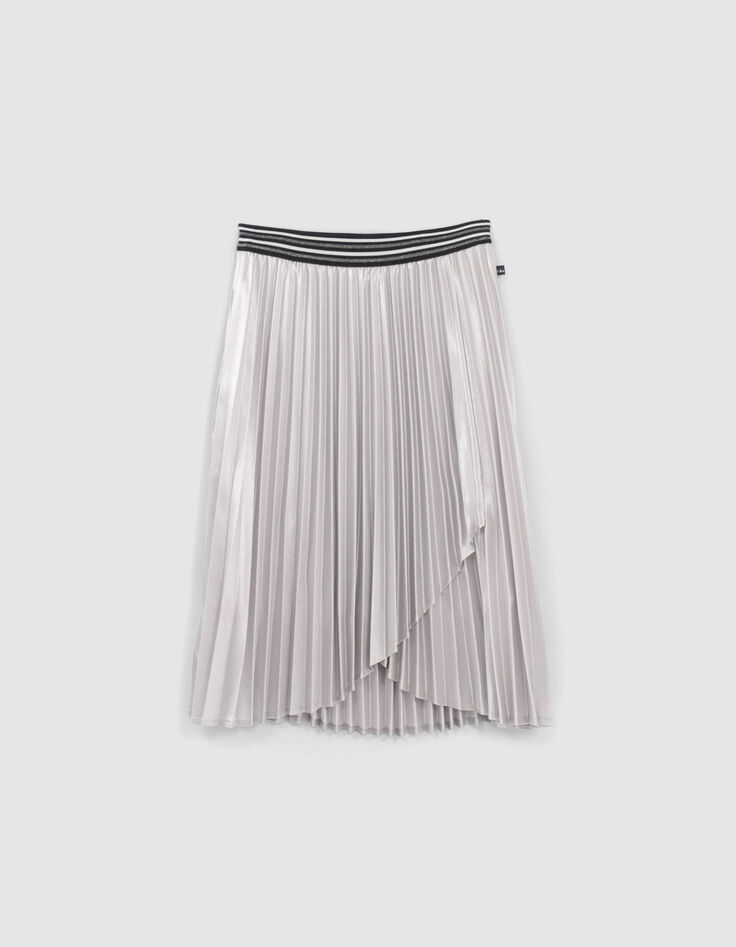 Girls’ silver asymmetric pleated skirt-3