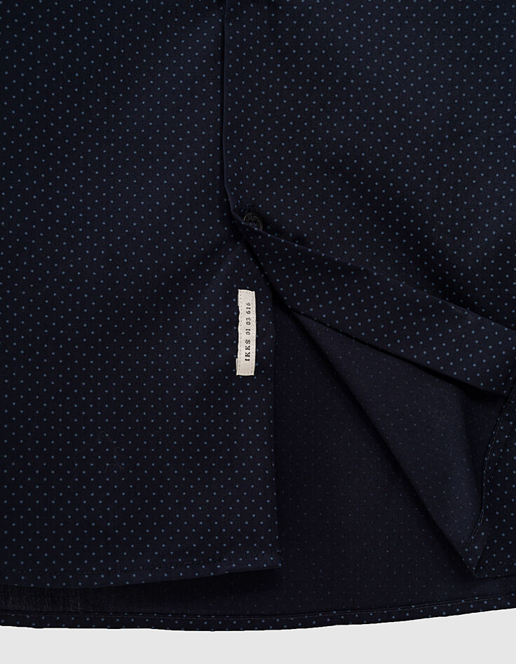 Men’s navy SLIM shirt with blue polka dot print-3
