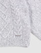 Cardigan gris zippé tricot à torsades fille-8