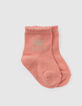 Baby girls’ peach, white and gold socks-4