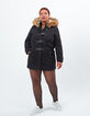 I.Code black fur-lined duffle coat-style parka-2