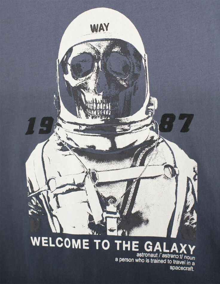 Blaues Jungenshirt mit Astronauten-Totenkopf-4