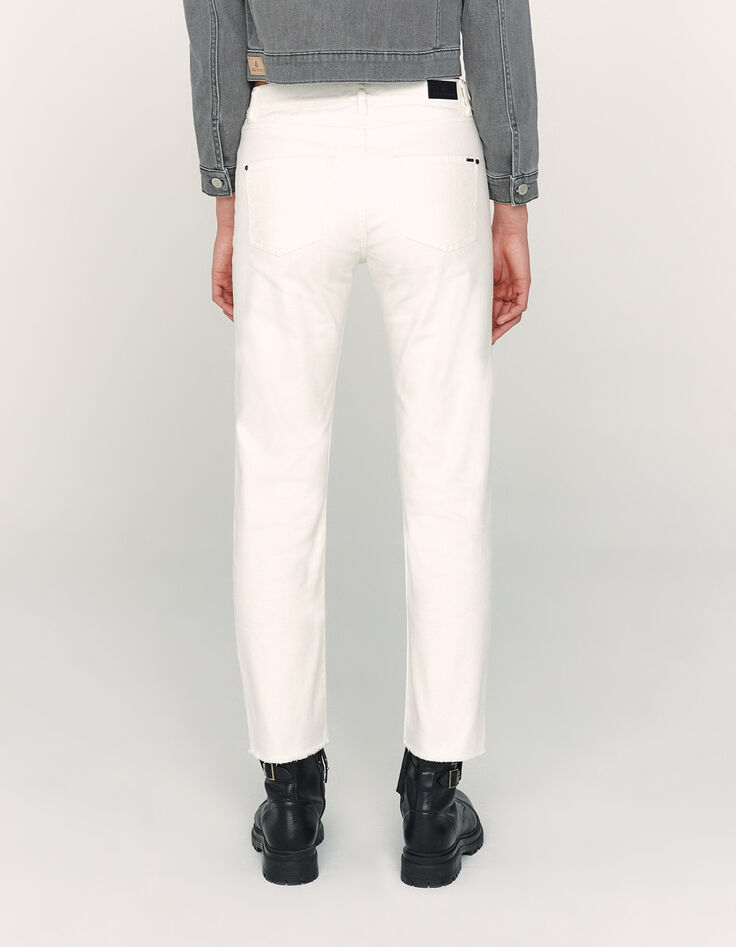 Witte rechte high waist biojeans cropped dames-3