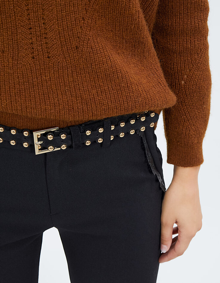 I.Code black suede belt edged in studs-4