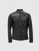 Blouson motard noir en cuir Homme-2