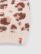 Girls’ ecru leopard-heart motif knit beanie-2