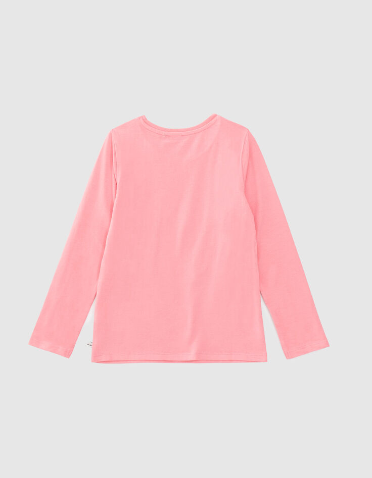 T-shirt rose vif visuel chat-princesse fille-3