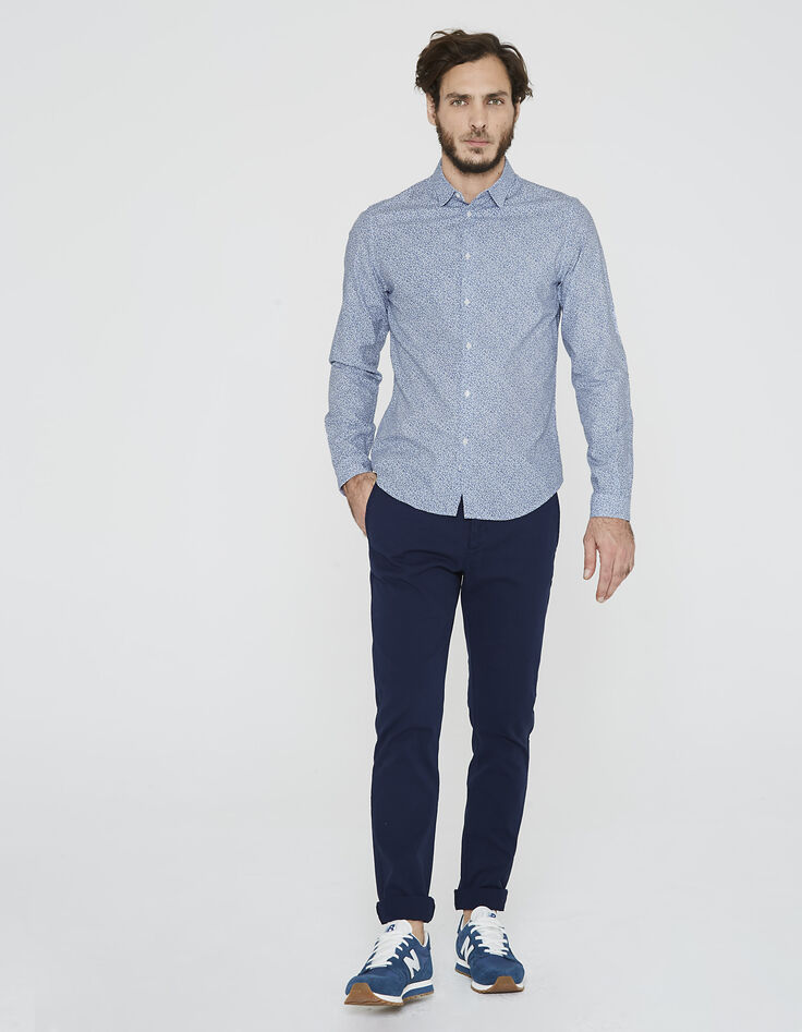 Chemise bleu indigo délavé homme -2