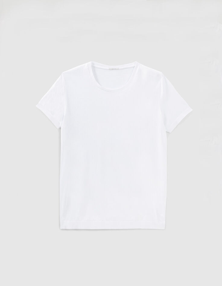 Camiseta blanca de algodón modal para hombre-4