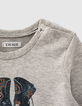 T-shirt gris coton bio visuel boots bébé garçon -4