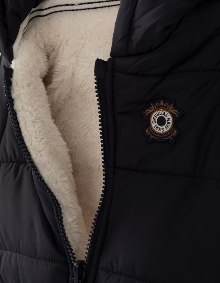 Omkeerbare pufferjas navy en witte Sherpa babyjongens-5