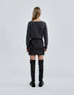 Pure Edition-Women’s black leather miniskirt with eyelets-2