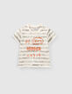 Ecru T-shirt biokatoen strepen jungle babyjongens-1