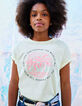 Pastellgelbes Mädchen-T-Shirt mit neonrosa Palme-1