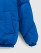 Omkeerbare pufferjas blauw en ecru Sherpa meisjes-5