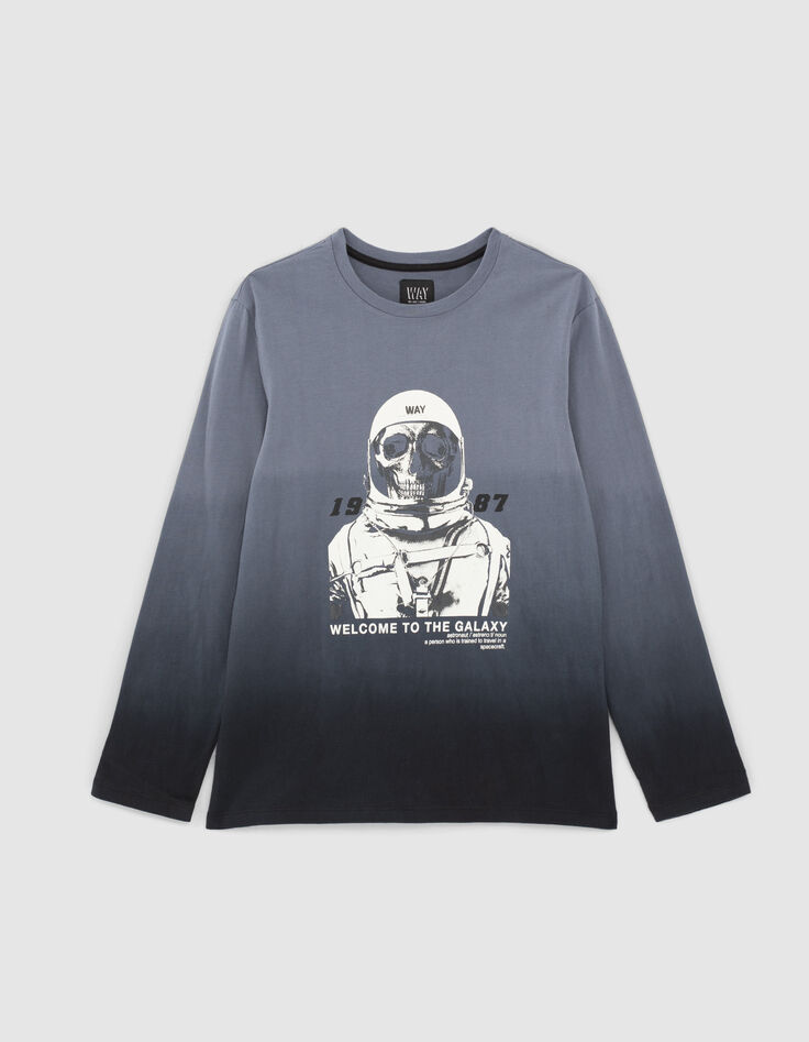 Blaues Jungenshirt mit Astronauten-Totenkopf-1